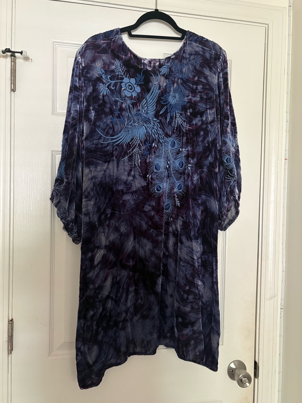Johnny Was Azure Velvet Relaxed Tunic Dress View 3
